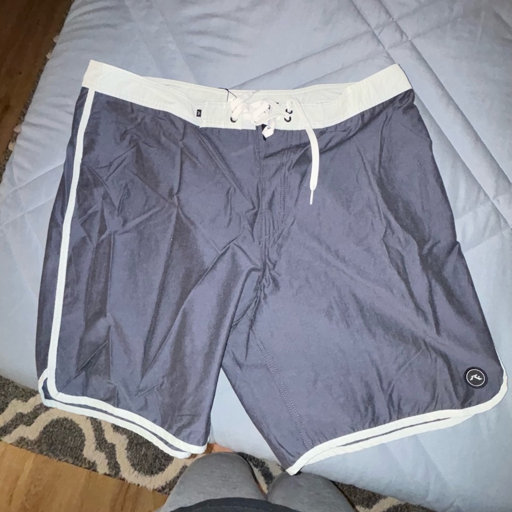 Rusty Brand Gray Board Shorts with White Trim